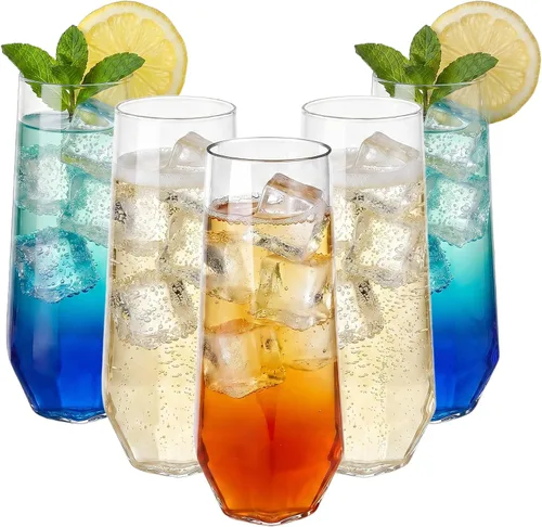 Vista 10 de Guanqiao Paquete de 12 copas de champán de plástico sin pie, 266 ml, vasos de plástico transparentes desechables, vasos de mimosa irrompibles