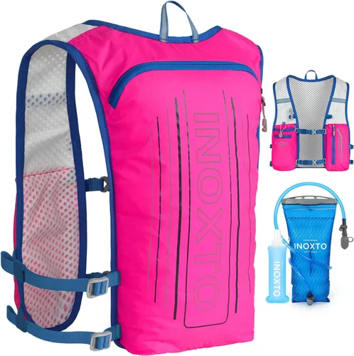 Vista 13 de INOXTO - Mochila de hidratación para correr, ligera, aislada, con bolsa de agua de 1.5 L, mochila para senderismo, correr, ciclismo, carrera