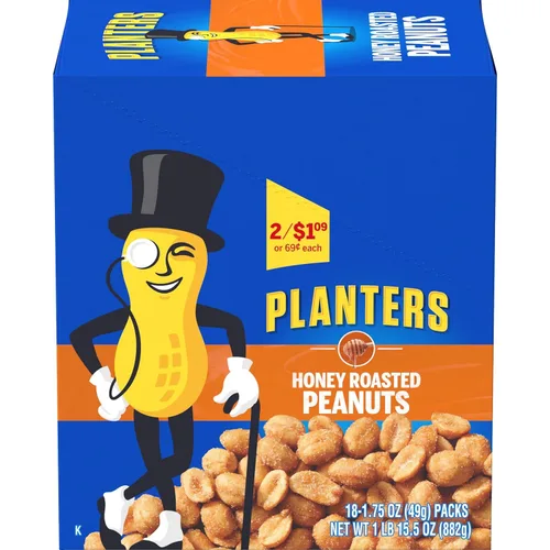 Vista 4 de Planters Cacahuetes tostados con miel, tubos de 1.75 onzas (paquete - 36)