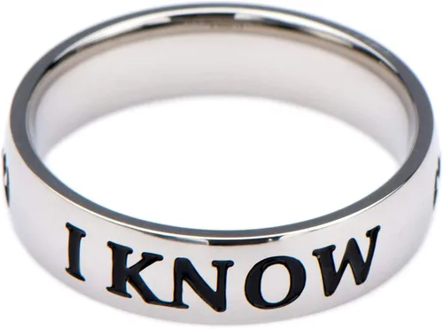Vista 2 de Star Wars Anillo de acero inoxidable con texto en inglés "I Love YouI Know Talla 12, Plástico