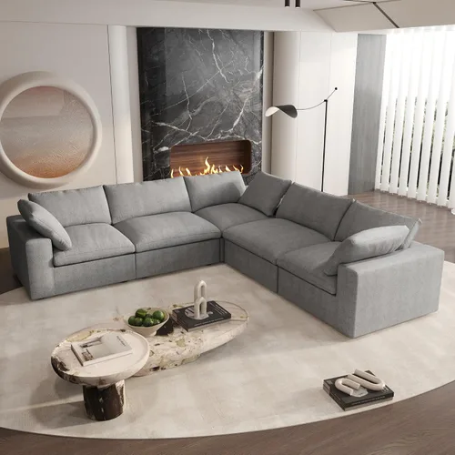 Vista 20 de Cloud - Sofá modular convertible de 80.3 pulgadas en forma de L para sala de estar con otomana de almacenamiento, sofás profundos minimalistas
