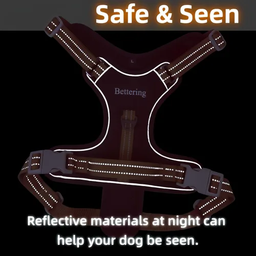 Vista 5 de Arnés negro para perro sin tirones con 2 clips para correa, acolchado suave ajustable, chaleco reflectante Oxford sin estrangulamiento para mascotas