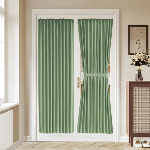 Vista 48 de Vatge Cortinas laterales autoadhesivas para puertas de cristal, sin taladro, extraíble, panel de filtrado de luz, 1 panel, 12 pulgadas de ancho x 60