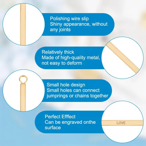 Vista 5 de UNICRAFTALE Metal Bar Charms Stainless Steel Bar Pendants Golden & Stainless Steel Color Charms Metal Necklace DIY Pendant for Earrings Jewelry