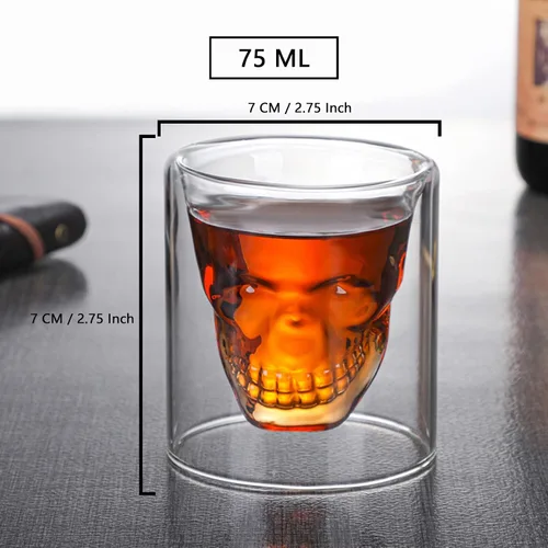 Vista 2 de Copa de calavera, vaso de chupito de calavera, fiesta de whisky de brandy decoración de licor de 2.5 fl oz/2.64 oz Set de 4