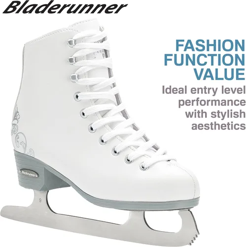 Vista 3 de Bladerunner Ice by Rollerblade Allure - Patines artísticos para mujer, color blanco, patines de hielo, talla 6 de EE. UU