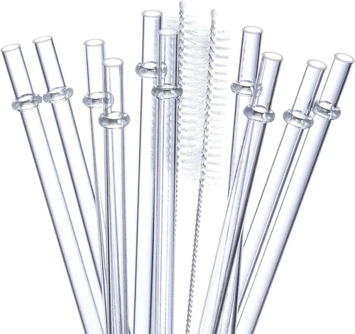 Vista 9 de Paquete de 24 popotes de plástico reutilizables altamente transparentes con 4 cepillos de limpieza, popotes de 10.5 pulgadas de largo, popote