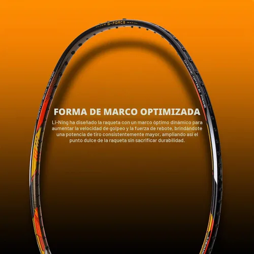 Vista 6 de Li-Ning G-Force X5-2.79 oz G6 - Raqueta de bádminton Negro/Naranja/Bronce