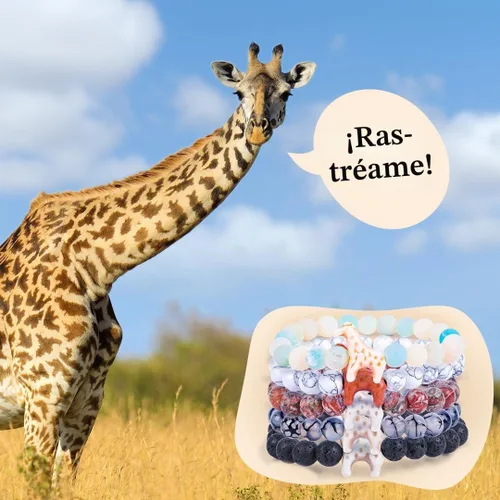 Vista 7 de Fahlo Pulsera de seguimiento de jirafa – Sigue el viaje de una jirafa real – Apoya la conservación de la vida silvestre – Elástica, talla única