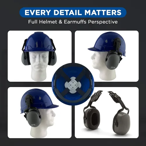 Vista 8 de Ridgeline - Casco de seguridad estilo gorra con orejeras incluidas, casco azul