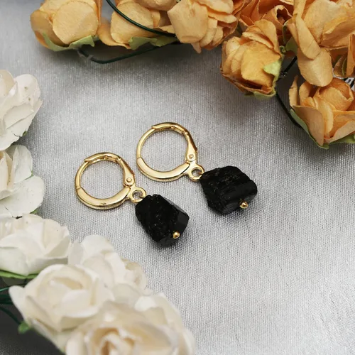 Vista 62 de Gempires Handmade Gemstone Hoop Earrings Raw Crystal Dangle Jewelry Hypoallergenic Gold Plated Lightweight Elegant Jewelry Gifts For Women