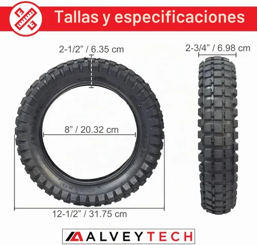 Vista 3 de AlveyTech Neumático de repuesto de 12-1/2 x 2.75 pulgadas, para Razor MX350 y MX400 Dirt Rocket, motocicleta eléctrica, mini bicicleta, scooter
