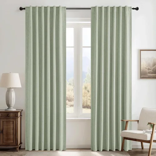 Vista 91 de RYB HOME Cortinas de lino texturizado 100% opacas de 84 pulgadas de largo, aislamiento térmico, privacidad, ahorro de energía para dormitorio, sala