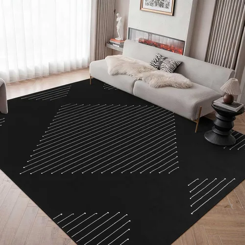 Vista 24 de LIVEBOX Alfombra de baño bohemia negra de 2x3 pies, alfombra de baño lavable, pequeñas alfombras tejidas de algodón, alfombra de área marroquí