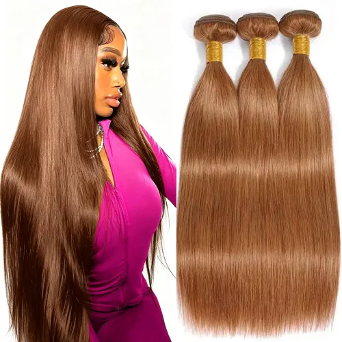 Vista 147 de P4613 Cabello humano rizado onda profunda marrón y paquetes mixtos 8 10 12 P4613 Ombre Marrón-Rubio-DP