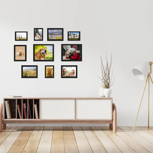 Vista 7 de Marcos de fotos negros para decoración de pared, paquete de 10 unidades, juego de marcos de pared de galería para montaje en pared o exhibición