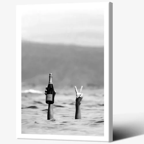 Vista 11 de Acqooeakt Arte de pared vintage de moda en blanco y negro Arte feminista de mujeres sexys en el lago Arte de dedo medio feminista Impreso en lienzo
