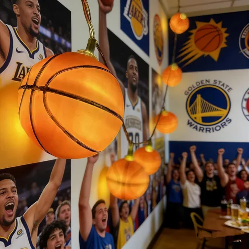 Vista 7 de Luces de Cadena de Baloncesto, 14 pies 20 LED Alimentadas por Batería para Interiores, Decoración Deportiva Pelota Fiesta Temática Deportiva Luces