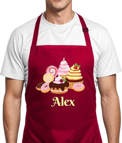 Vista 5 de Delantal de hornear personalizado con nombre personalizado, delantal de cocina personalizado, regalo del día de la madre para mamá, regalos de arte