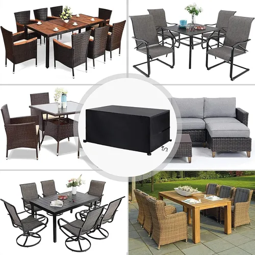 Vista 7 de Fundas para muebles de patio al aire libre, 00 fundas impermeables resistentes a la intemperie 420D Oxford, funda rectangular resistente a