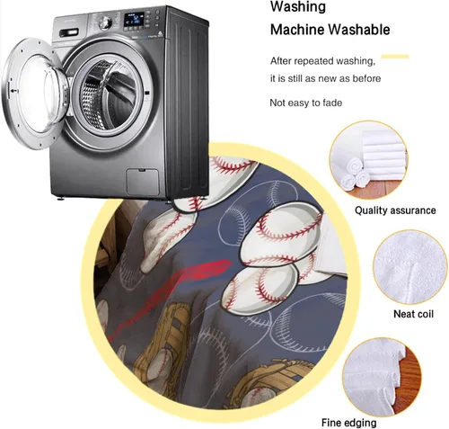 Vista 7 de Manta de béisbol suave y cálida para niños y adultos, manta de franela de lujo ligera y acogedora para sofá, cama, sofá, 50 x 40 pulgadas