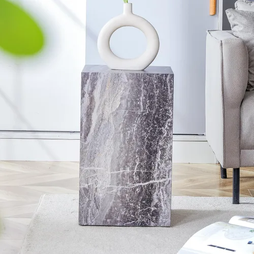 Vista 3 de WILLIAMSPACE 11.81" Square Wood Side Table for Living Room, No Assembly 11.81"*19.69"h-gray Textured