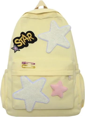 Vista 5 de Mochila Preppy 2026 de moda con estrellas del 2026, mochila con diseño de estrellas del 2026, bonita mochila estética para laptop universitaria