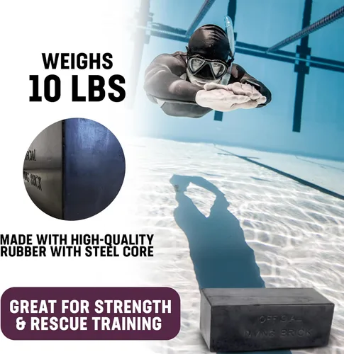 Vista 3 de Kemp USA - Ladrillo de buceo de goma de 10 libras, peso de agua rectangular duradero Durable Rubber Construction, High-Quality Molded 10 Lb Diving