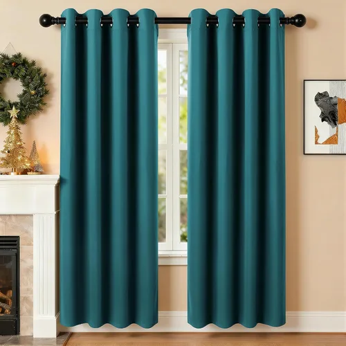 Vista 48 de Cortinas de oscurecimiento de habitación de 45 pulgadas de largo para dormitorio y sala de estar, cortinas térmicas aislantes con ojales