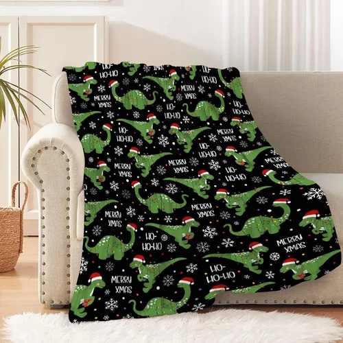 Vista 21 de Regalos de Mantas de Dinosaurio de Navidad Súper Suaves y Ligeras de Franela para Niños, Adultos, Adecuadas para Sofá, Cama, Campamento, Viajes