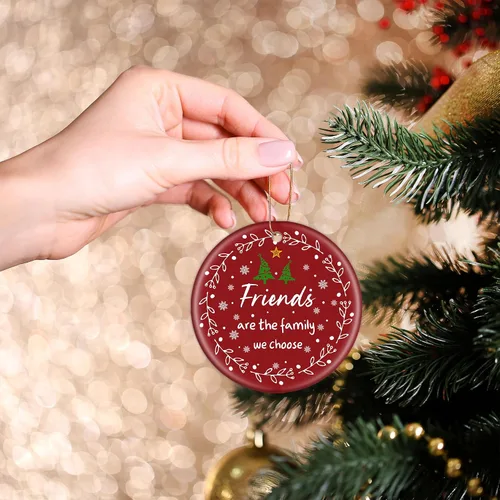 Vista 5 de Adornos de Navidad para Amigos, Regalos para Mujeres y Hombres - Adornos de Cerámica para Árbol de Navidad de 3", Adornos de Amistad para Mejores