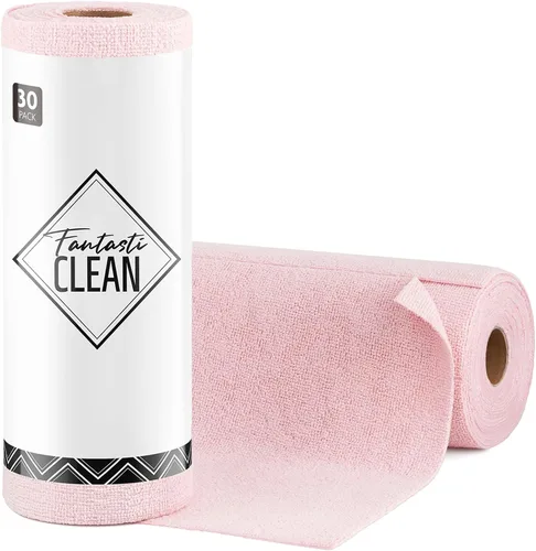 Vista 21 de Fantasticlean - Rollo de paño de limpieza de microfibra, 75 hojas, 12 x 12 pulgadas (beige) Super Absorbent, Lint-free, Tear-away Microfiber Towel