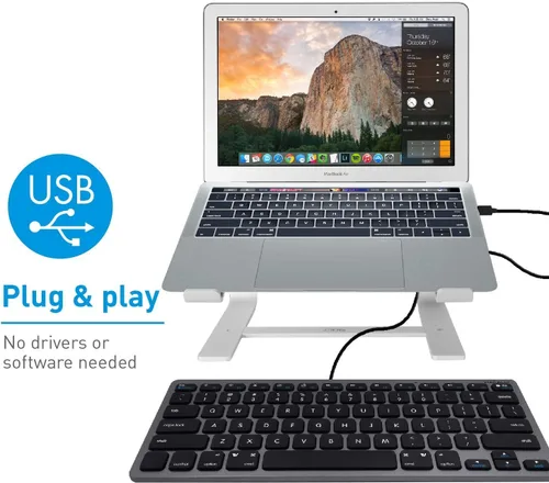 Vista 5 de Macally Mini teclado con cable y un ratón con cable silencioso, combina perfectamente con MacBook gris espacial