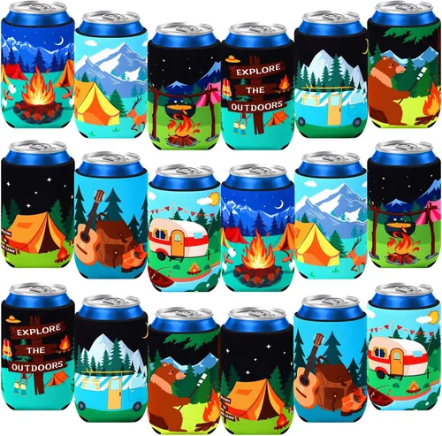 Vista 21 de 18 fundas plegables para enfriar latas de béisbol Insulated Neoprene, Beer Drink Beverage Can Bottle Cooler Sleeves, Sports Birthday Party