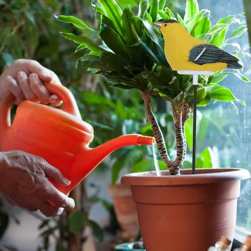 Vista 3 de Sensor de humedad del suelo, sensor de humedad decorativo con forma de pájaro largo higrómetro para plantas de interior, exterior, jardín, césped
