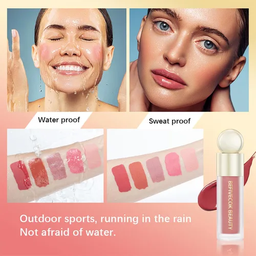 Vista 5 de Rubor líquido, acabado de terciopelo mate natural, rubor facial líquido crema suave para mejillas, maquillaje para tinte de piel, ligero y mezclable