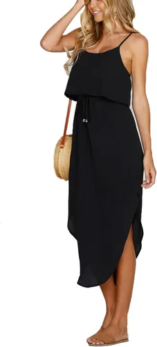 Vista 2 de Vestido midi de mujer informal ajustable con tiras divididas de verano para playa
