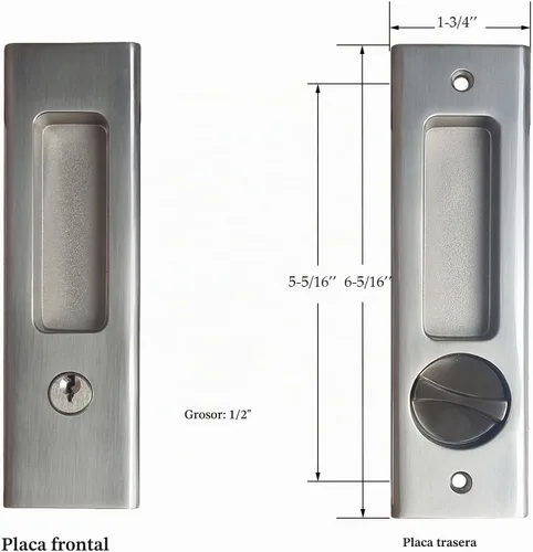 Vista 2 de CCJH Cerradura de puerta corredera invisible empotrable con llaves para puerta de bolsillo, puerta de madera de granero, accesorios para muebles