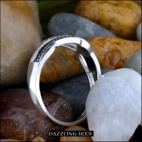 Vista 4 de Dazzlingrock Collection 0.15 Cttw Round Black & White Diamond Criss-Cross Swirl Ring for Her in 10K Solid Gold