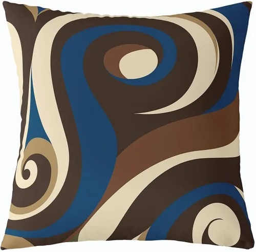 Vista 43 de Funda de almohada moderna con estampado de líneas geométricas de doble cara de 16 x 16 pulgadas, funda de almohada cuadrada suave con remolinos