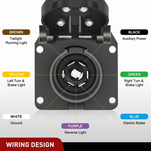 Vista 5 de Nilight Kit de arnés de cableado de enchufe de remolque de 7 pines 55243 para lado del vehículo, 7 vías, tipo RV, enchufe USCAR, compatible con Ford