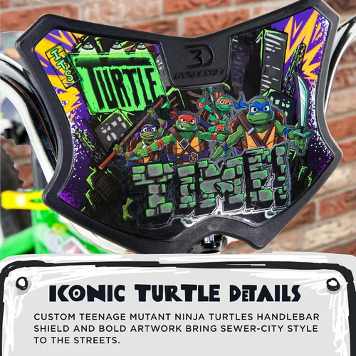 Vista 8 de Dynacraft Teenage Mutant Ninja Turtles Bicicleta para Niños Varones de 5 a 7 años – Bicicleta para niños principiantes con ruedas de entrenamiento