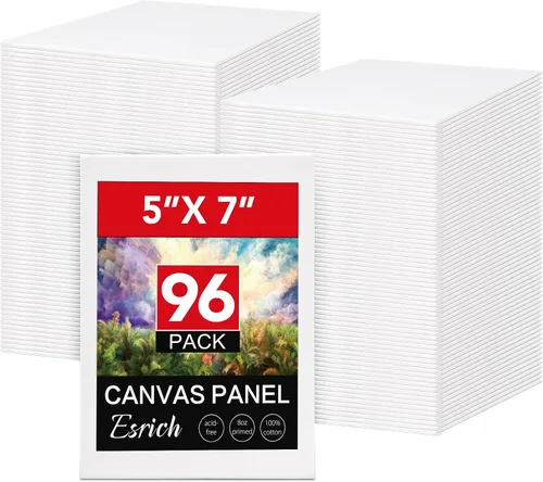 Vista 12 de ESRICH Mini lienzos para pintar, lienzo de 4 x 4 pulgadas a granel, paquete de 72 paneles de lienzo pequeños, lienzo de pintura de algodón