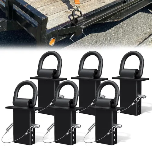 Vista 9 de Anillo en D de bolsillo de estaca, anillos D de 18000 libras de alta resistencia para remolques y camiones planos, accesorios de amarre de tractor