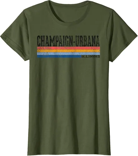 Vista 82 de clásico 1980s estilo champaign-urbana Illinois T Shirt, hombre 2XL, Blanco