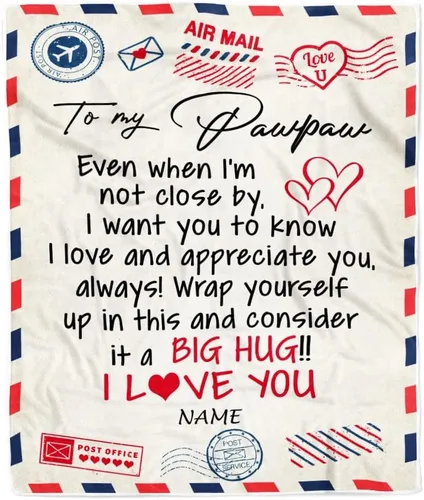 Vista 14 de Manta de forro polar personalizada con texto en inglés «To My Grandad» de Grandkids I Love You Hugs con texto en inglés «To My Grandad»