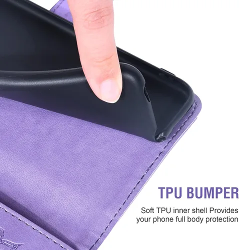 Vista 5 de Asuwish Funda de teléfono para Samsung Galaxy A14 5G con protector de pantalla de vidrio templado y funda delgada de piel de girasol, soporte