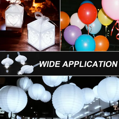 Vista 6 de Aogist Paquete de 24 luces LED pequeñas que funcionan con pilas, impermeables, duran 48 horas para linternas de papel, globos, flores, bodas y Blanco