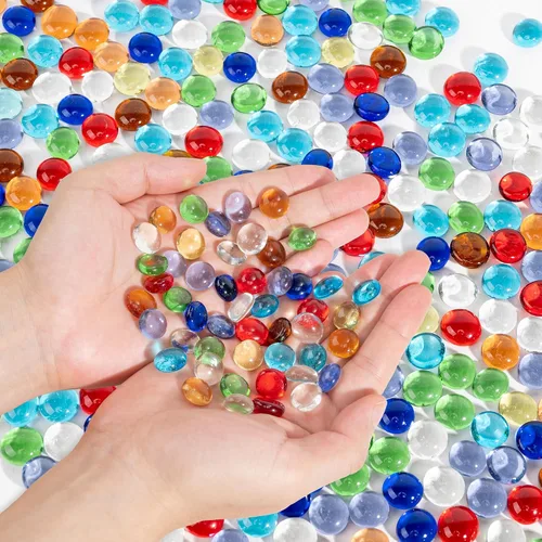 Vista 13 de Mini cuentas de vidrio para jarrones, 0.97 libras de relleno de jarrón decorativo, cuentas planas, gemas de vidrio para manualidades, piedras