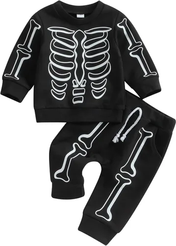 Vista 65 de Karwuiio Conjunto de disfraz de Halloween para bebé, sudadera de manga larga y pantalones para otoño